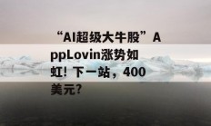 “AI超级大牛股”AppLovin涨势如虹! 下一站，400美元?